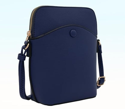 Small Crossbody Bag with Gold Hardware, Mini Shoulder Purse with Adjustable Strap - color: Navy