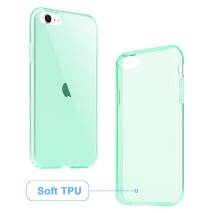 JJGoo Compatible with iPhone SE Case 2022/2020, Compatible with iPhone 7 8 Case Clear Soft Transparent Shockproof Protective Slim Thin Bumper Phone Cover, Green - color: Green