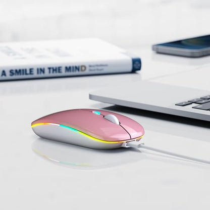 Afaartcci Rechargeable Wireless Mouse, Silent Bluetooth Mouse (Rose Gold) - color: Rose gold