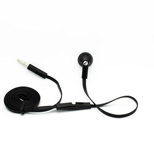 Mono Headset Wired Earphone Single Earbud 3.5mm Headphone Flat Black Compatible with GreatCall Jitterbug Flip