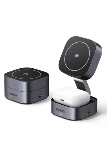 UGREEN MagFlow Qi2 15W 2-in-1 Foldable Wireless Charging Station