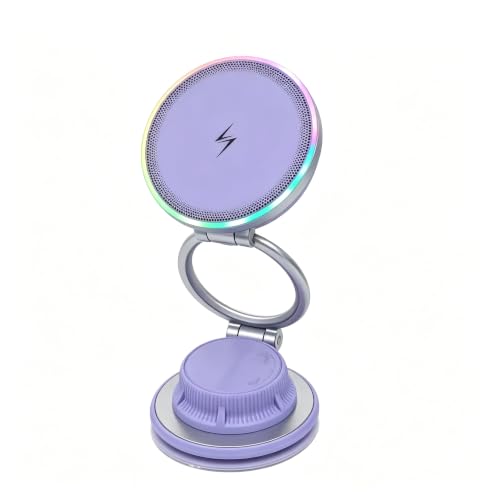 Purple Fast Wireless Car Charger, Magnetic Dashboard Phone Holder, 360 Rotating Foldable Bracket, Compatible with MagSafe - color: Purple