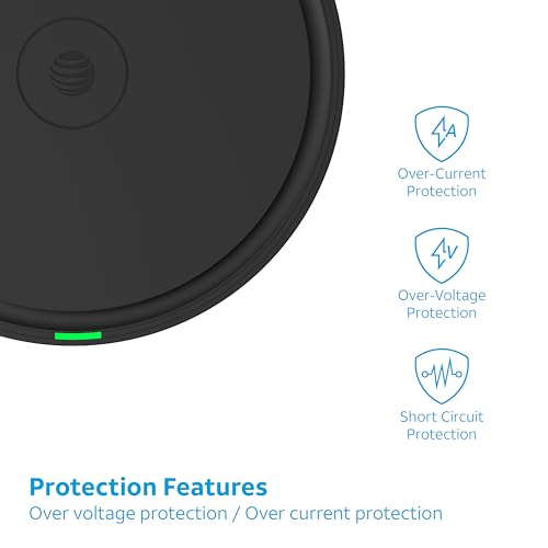 AT&T 15W Qi Wireless Charging Pad USB C Fast Charger for iPhone Black - color: Black