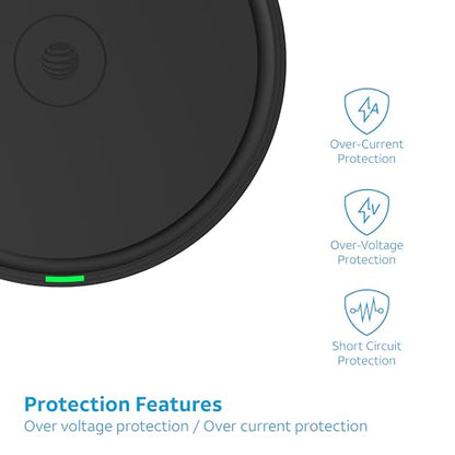 AT&T 15W Qi Wireless Charging Pad USB C Fast Charger for iPhone Black - color: Black