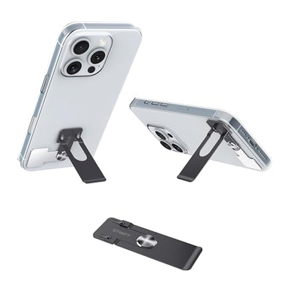 Phone Slim Kickstand, Ultra Thin Vertical and Horizontal 360° Rotating Universal Steel Metal Stable Stand Pocket Friendly Sticky Holder for iPhone Samsung Cellphone Case (Black 2-Pack) - color: Black