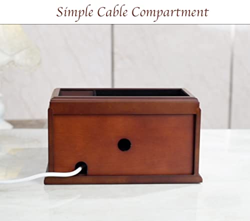 Arolly Wood Finish Valet Charging Station Multi Device Cord Organizer with Pull Out Drawer Compatible with iPhone, Samsung, and Other Smartphones, Can Store Watches, Jewelry and More