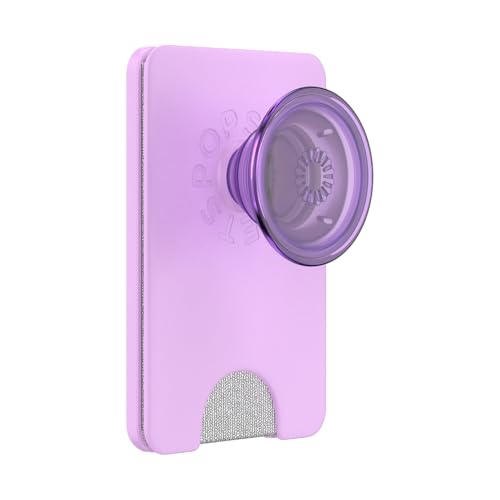 PopSockets Phone Wallet with Expanding Grip and Adapter Ring for MagSafe, Phone Card Holder, Wireless Charging Compatible, Wallet Compatible with MagSafe - Lavender - color: Lavender, style: MagSafe
