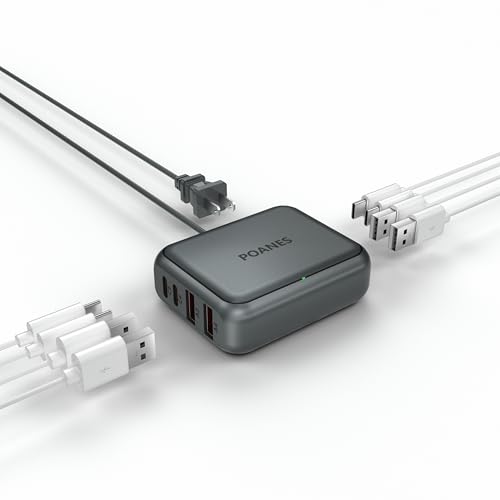 8-Port Travel USB Charger Station, Multi-Port Travel USB C Charger - color: Dark Gray