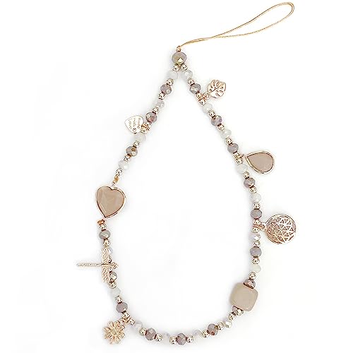 Phone Wrist Lanyards, Cute Phone Wrist Strap, Beaded Cellphone Lanyard Charms Strap For iPhone Case Keychain ID Badges Smartphones Accessories, Brown Heart - color: Brown Heart