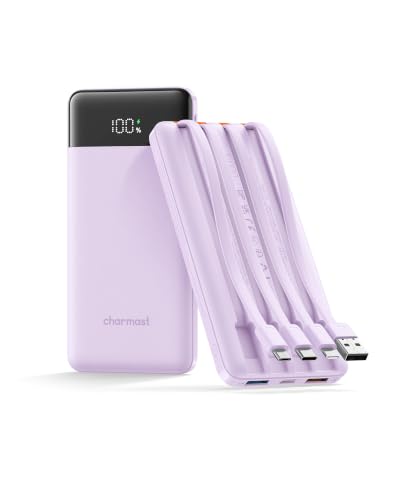 charmast Portable Charger Fast Charging,Built-in 4 Cables,6 Outs & 4 Inputs - color: Purple