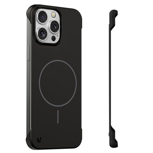 Case for iPhone 16 Pro Case, Borderless Frameless Touch, fit for Mag-Safe Magnetic, Lightweight Thin Slim Minimalist Phone Case, Anti-Fingerprint PC Hard Shell, Comfortable Feel (Black) - color: Black, size: iPhone 16 Pro