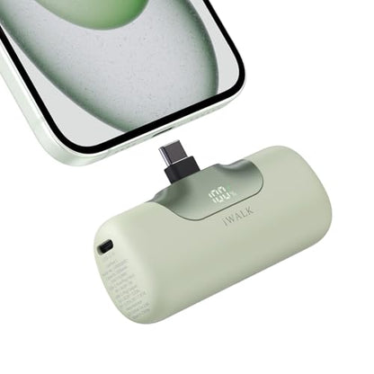 iWALK Portable Charger 5500mAh Next-Gen Small Power Bank 22.5W Fast Charging Battery USB-C Portable Phone Charger for iPhone 18/17/16/15 17 Plus 17 Pro Max iPad, Samsung Galaxy S25 S24 Android, Green - color: Green