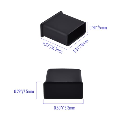 5 PCS USB2.0 Port Anti-dust Plugs, PE Covers Caps Stoppers, Port Protector for PC Computer Laptop Router Network Hub or Other Standard USB 2.0, 0.51 x 0.2 (LxW) - size: USB2.0/Black/5 PCS
