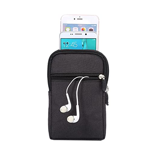 Cell Phone Belt Clip Holster, Waist Bag for Men, Waterproof Vertical Cell Phone Wallet Purse Pack Outdoor Hiking Belt Loop Pouch with Snap Hook for Smartphones Under 6.9 Inches