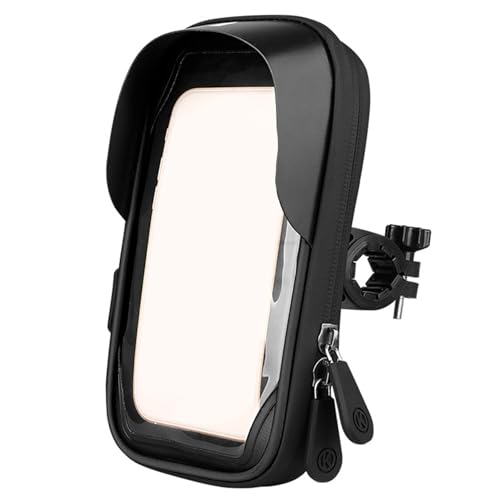 Bike Phone Bag, 3.5x7" Waterproof TPU Bike Phone Holder Bag with 6.4" Touch Screen, 360° Rotatable Zippered Bike Bag with Earphone Hole for Handlebar, Rearview Bike Handlebar Bag Bike Frame Bag Bike