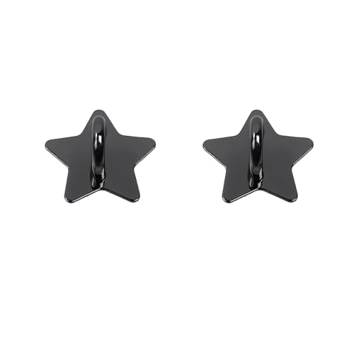 Crapyt 12 Pcs Metal Phone Hook, Adhesive Metal Phone Finger Grip Loop Stand Star Shape Grip Cellphone Ring Holder Accessories for DIY Hanging Supplies (Black) - color: Black