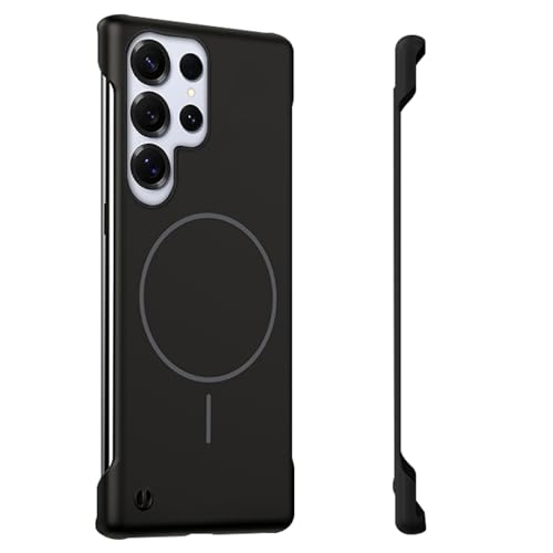 Frameless Case for Samsung Galaxy S22 Ultra Case 5G, Magnetic [Borderless Original Touch], with Mag-Safe, Ultra Lightweight Thin Slim Case, Anti-Fingerprint PC Hard Shell, Comfortable feel (Black) - color: Black, size: S22 Ultra