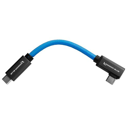 KONDOR BLUE | 5” USB-C 3.2 Right Angle to Straight Angle Cable | Compatible with iPhone 15, iPhone 15 Pro/Max, & Android Phones | 20 Gb/s Transfer Speed | Blue - color: Blue