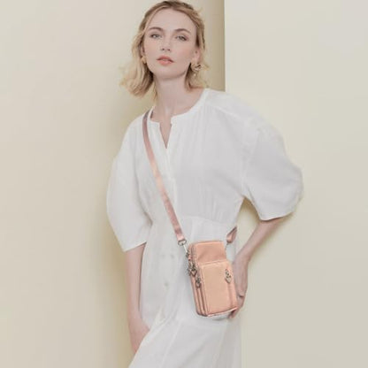 Small Crossbody Bag for Women - Mini Phone Purses with Crossbody Strap and Wallet - Nylon Arm Bag - color: A-pink