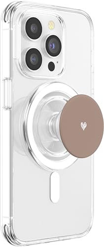 Cute Mocha Brown Heart Love Minimalist PopSockets PopGrip for MagSafe - style: Magnetic PopGrip