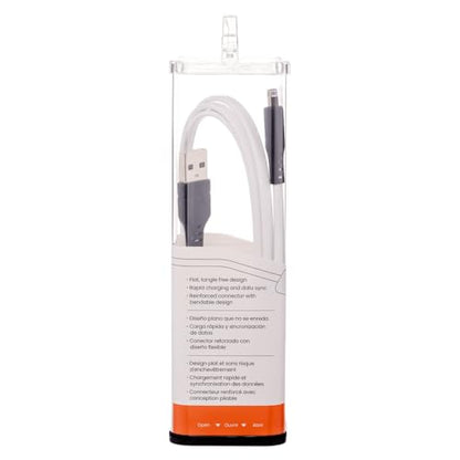 Ventev USB-A to Apple Lightning High-Speed Tangle-Free Flat Cable for iPhone 1-14, AirPods, iPads and More Devices (3 Foot, White) - size: 3 feet