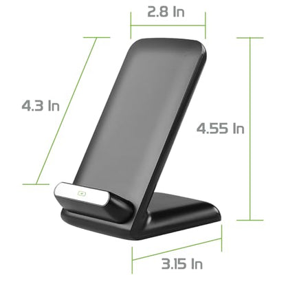 Dual Coil Wireless Charger, 10W Max Wireless Charging Pad, Compatible for iPhones, Samsung Galaxy Smartphones, Google Pixels (Fast Charger Stand)