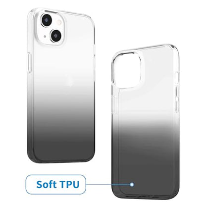 JJGoo Compatible with iPhone 15 Case Clear, Soft Clear TPU Phone Cases, Shockproof Transparent Bumper Cover Slim Thin Phone Case, Gradient Black - color: Gradient Black