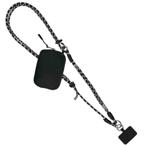 Save the Girls Active Phone Lanyard Crossbody Rope Strap with Wallet, Black - color: Twin Black
