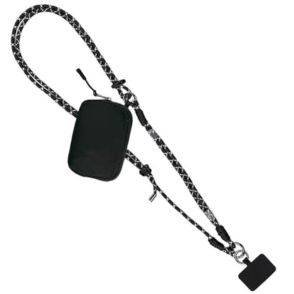 Save the Girls Active Phone Lanyard Crossbody Rope Strap with Wallet, Black - color: Twin Black