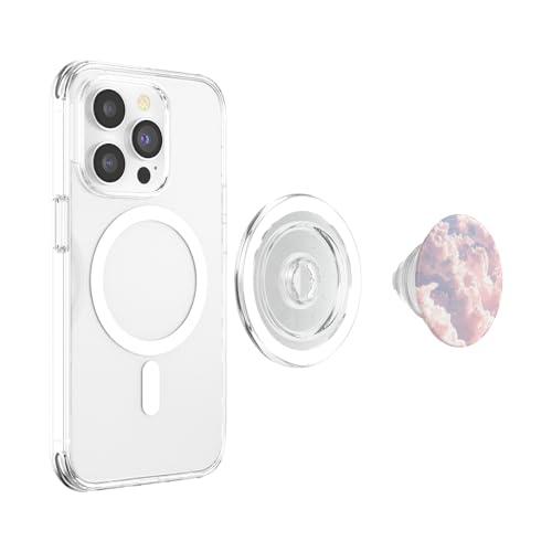 Pastel Pink and Purple Cloud Blue Sky Watercolor Clouds PopSockets PopGrip for MagSafe - style: Magnetic PopGrip