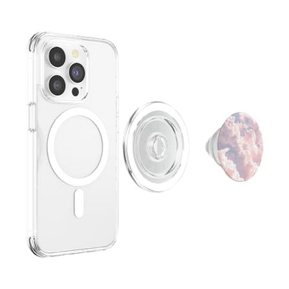 Pastel Pink and Purple Cloud Blue Sky Watercolor Clouds PopSockets PopGrip for MagSafe - style: Magnetic PopGrip