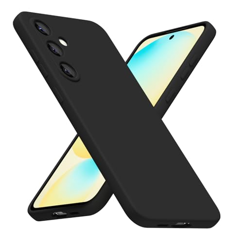 LoeoeL for Samsung Galaxy S24 FE Phone Case Silicone, Minimalist Ultra Thin Slim Soft Rubber Gel Solid Color Matte TPU Cute Case for Women Men, Girly Plain Aesthetic Design & Camera Cover, Black - color: Black, size: S24 FE