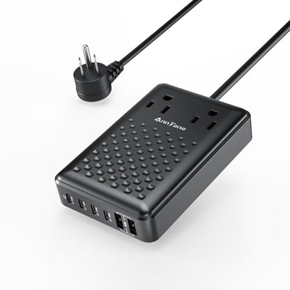 Charging Station 140W USB C Charger Block, Upgraded GaN III 8-in-1 Fast Charging Station Hub，PD 65W Laptop Charger Adapter Compatible with Compatible with MacBook Air/Pro,iPhone16/15,Galaxy S24 etc - color: Black PD 65W