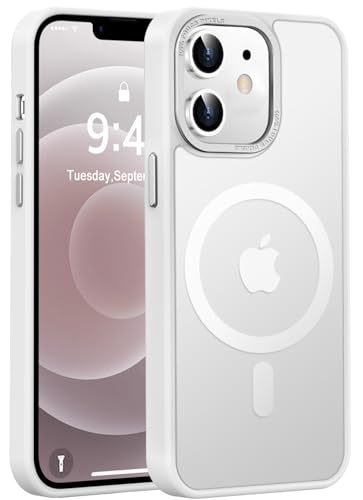 Newfuture Magnetic for iPhone 12/iPhone 12 Pro Case Matte, Frosted White | Military Drop Protection, Slim Matte Anti-Fingerprint, Compatible with Magsafe, Camera Guard, Translucent Protective Cover - color: Frosted White, size: iPhone 12/iPhone 12 Pro 6.1