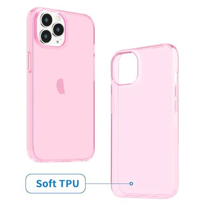 JJGoo Compatible with iPhone 15 Pro Case Clear, Soft Clear Fiexible TPU Phone Cases, Shockproof Transparent Bumper Cover Slim Thin Phone Case, Translucent Pink - color: Pink