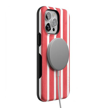 Casely iPhone 14 Pro Max Case | East Coast Summer | Red Stripes | Bold Protective Design | Compatible with MagSafe - color: East Coast Summer | Red Stripes