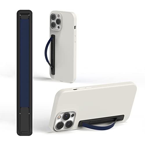SleekStrip SleekGrip-Essential Ultra Thin Phone Grip Stand,Slim Metal Finger Loop Ring Hand Holder Strap Cell Phone Grips for iPhone 16 Pro Max,17 Air,Android,Case Back - Black x Navy Blue - color: Matte Black x Navy Blue
