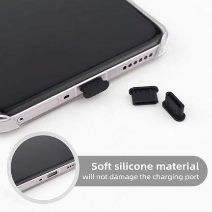 50 Pack Type C Anti Dust Plugs USB C Dust Cover Silicone USB C Dust Plug Type-C Charging Port Protector Compatible with iPhone 15 Samsung Galaxy S20 S21 S22 S23 Pixel MacBook USB C Cover Cap (Black)
