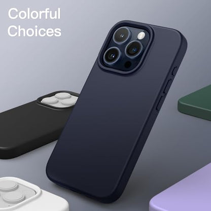 JETech Silicone Case for iPhone 15 Pro, Blue | Silky Soft Touch, Shockproof Protection, Scratch Resistant, Microfiber Lining - color: Blue, size: iPhone 15 Pro