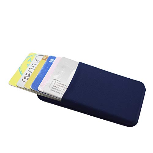 Neoprene Cell Phone Card Holder 6 Cards Adhesive Mini Secure Wallet ID Credit Card Pocket Purse stick on Smartphone for iPhone 16/15/SE, Galaxy S24/S23/A75/A55/A14/Note 22 Ultra (Navy Blue) - color: Navy Blue