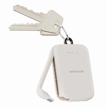 Twelve South PowerClip Mini Charger with Built-in USB-C Cable, 2000mAh - color: Dune