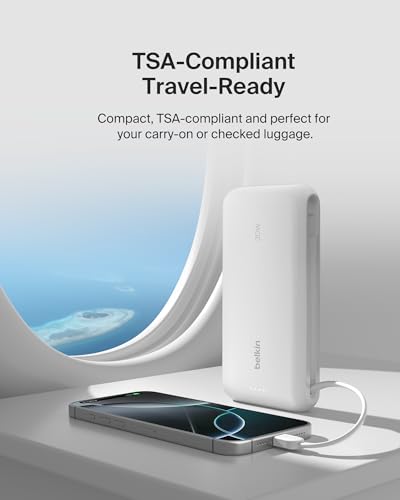 Belkin 20000mAh 30W USB C Power Bank, Portable Charger for iPhone & iPad - color: White, style: 20K mAh