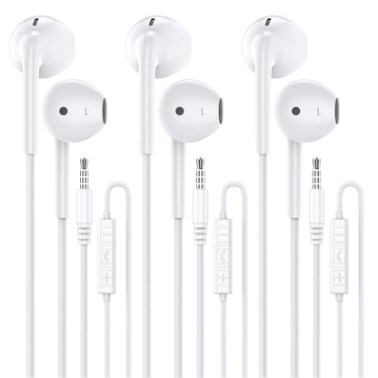 Wired Earbuds with Microphone,Wired Earphones in Ear Headphones HiFi Stereo - color: White, size: 3 pack