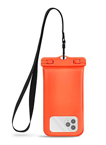 CaliCase Universal Waterproof Floating Phone Pouch - IPX8 Waterproof Floating Phone Case with Lanyard for iPhone X-15/ S20-S24/ Pixel 4-8 - Orange - color: Orange