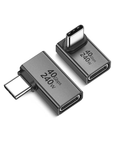 Silkland 40Gbps USB C 90 Degree Right Angle Adapter 2 Pack, 240W USB4 - style: Combo