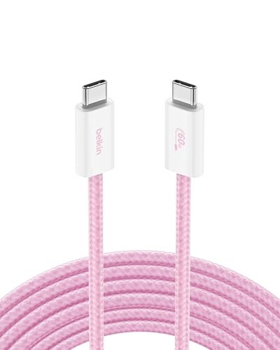 Belkin USB C to USB C 60W Braided Cable 9.9ft iPhone Charger Cord - color: Pink, style: 9.9 ft