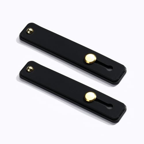 TENOC Phone Grip 2 Pieces Black Universal Sticky Finger Strap Holder for Smartphone or Cell Phone Case