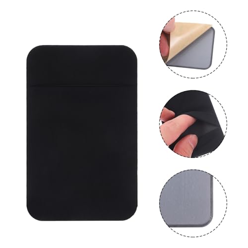 Beaupretty 2pcs Adhesive Phone Card Holder Cellphone Wallet with Elastic Stretch Fabric, Black Sticky Mobile Phone Wallet Pocket for Smartphones