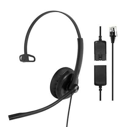 Yealink Phone Headsets for Office Phones YHS34 QD to RJ9 Wired Headset - color: leather Ear Cushions, size: Mono
