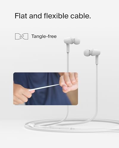 Belkin USB-C Wired Earbuds, Adjustable Volume Limiter, IPX5 - color: White, size: One Size, style: USB-C + Volume Control